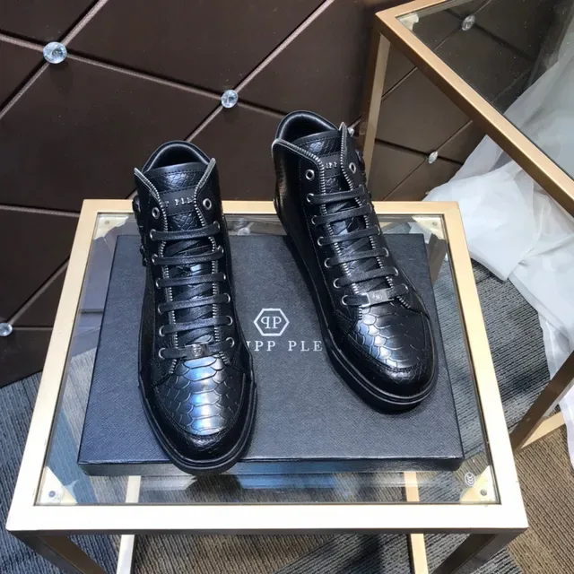 Philipp Plein High Top Snake-Embossed Black Lifestyle Sneakers 7