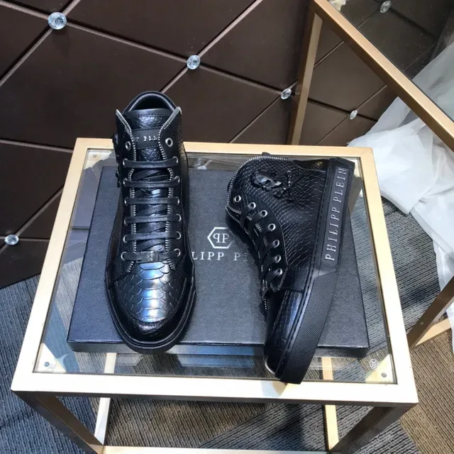 Philipp Plein High Top Snake-Embossed Black Lifestyle Sneakers 8