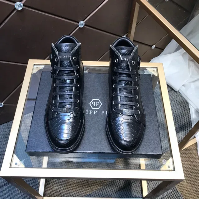 Philipp Plein High Top Snake-Embossed Black Lifestyle Sneakers 9