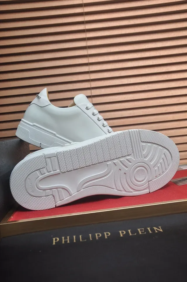 Philipp Plein Liquid Hexa White Beige Leather Upper Hexagonal PP Logo Patch Lifestyle Sneakers 7