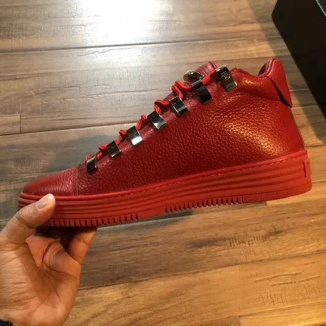 Philipp Plein Vermelho Prata Couro Metal Olhal Hardware Tênis Lifestyle 5