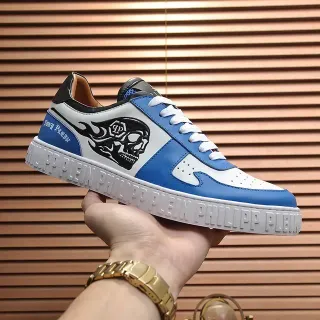 Philipp Plein Skull and Flame Blue White Black Lifestyle Sneakers