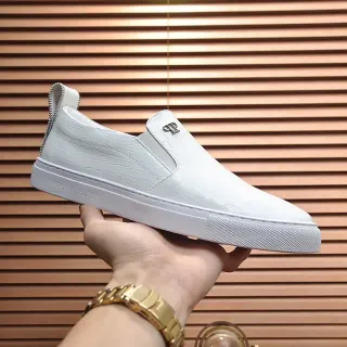 Philipp Plein Slip-On Croc-Embossed White Lifestyle Sneakers