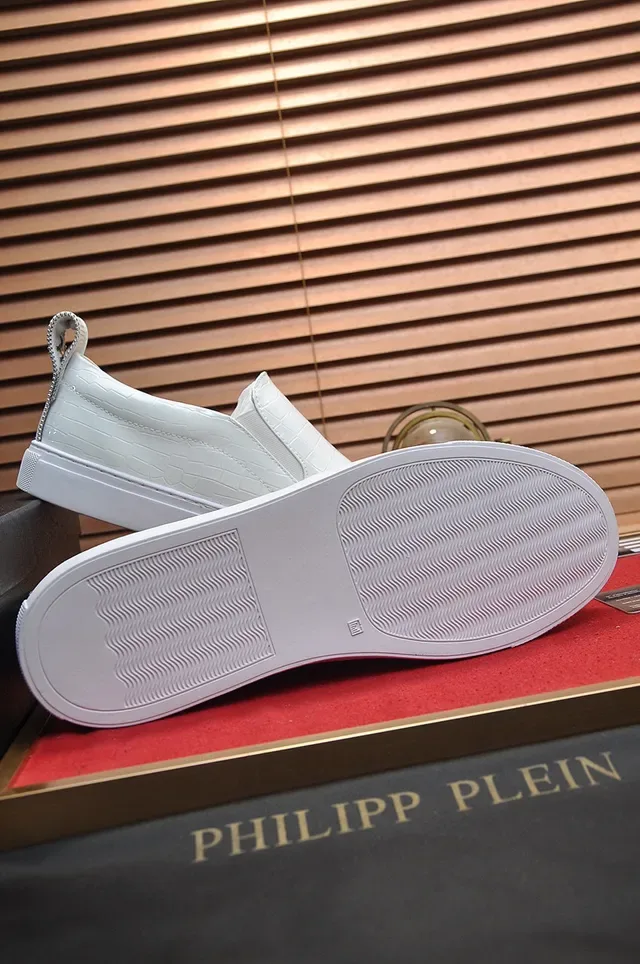 Philipp Plein حذاء رياضي أبيض كروك-إمبوسد سلايب أون أسلوب حياة 3