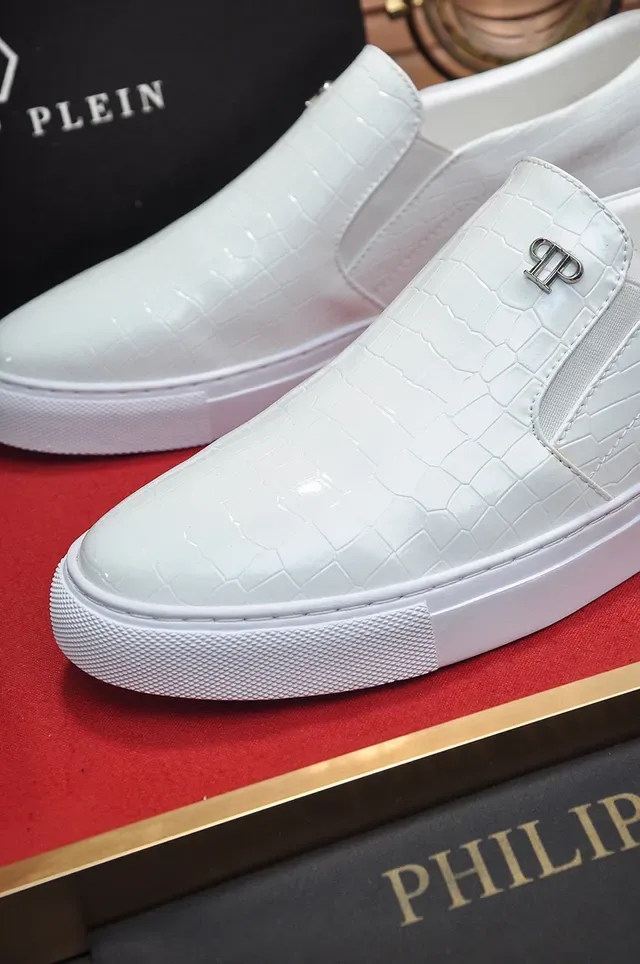 Philipp Plein حذاء رياضي أبيض كروك-إمبوسد سلايب أون أسلوب حياة 4