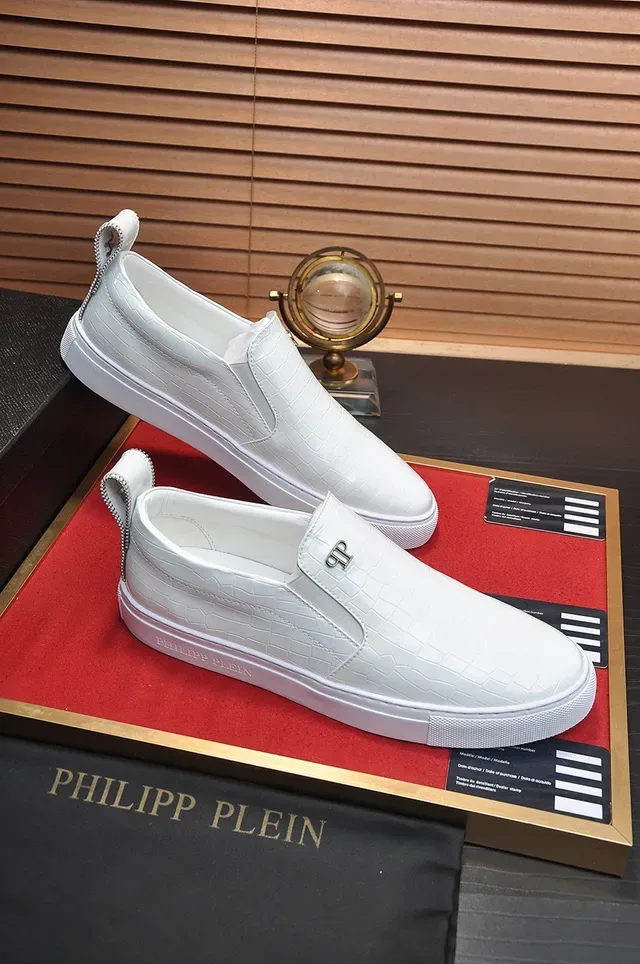 Philipp Plein حذاء رياضي أبيض كروك-إمبوسد سلايب أون أسلوب حياة 6