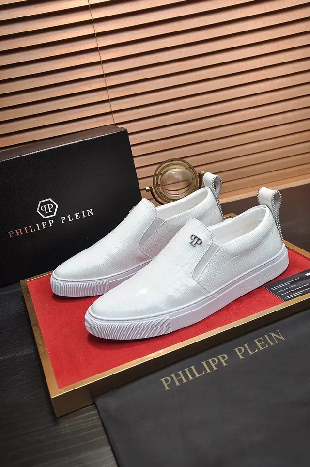 Philipp Plein حذاء رياضي أبيض كروك-إمبوسد سلايب أون أسلوب حياة 7