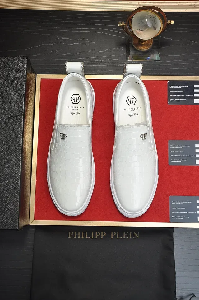 Philipp Plein حذاء رياضي أبيض كروك-إمبوسد سلايب أون أسلوب حياة 8