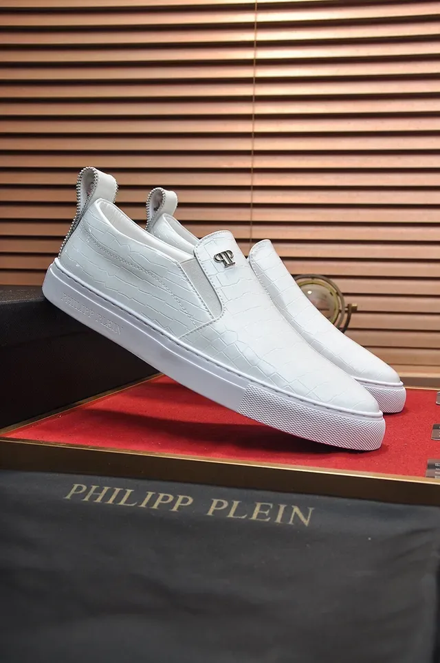 Philipp Plein حذاء رياضي أبيض كروك-إمبوسد سلايب أون أسلوب حياة 9