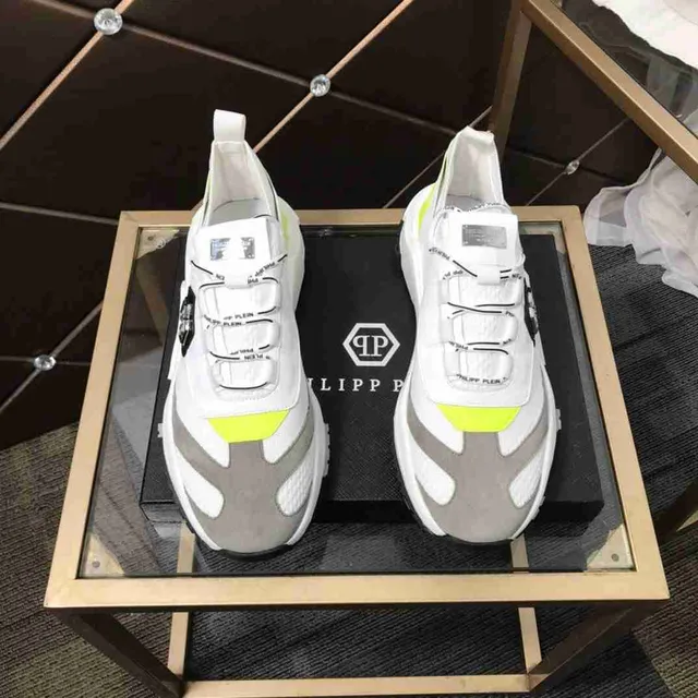 Philipp Plein White Yellow Laceless Strap Closure Platform Sole Chunky Sneakers 4
