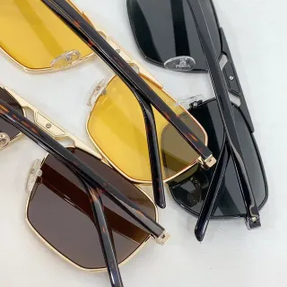 Prada Black Gold Rectangular Shield Silhouette Metal Front Sunglasses