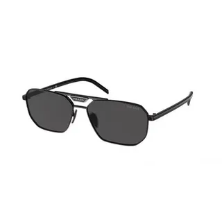 Prada Black Gold Rectangular Shield Silhouette Metal Front Sunglasses 2