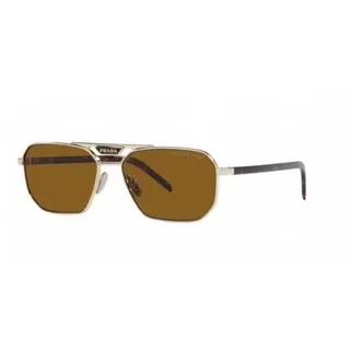 Prada Black Gold Rectangular Shield Silhouette Metal Front Sunglasses 3