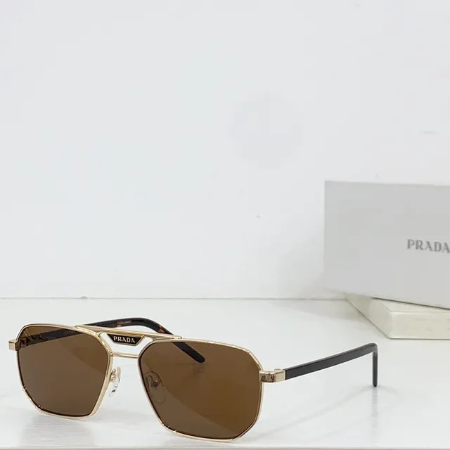 Prada Black Gold Rectangular Shield Silhouette Metal Front Sunglasses 5
