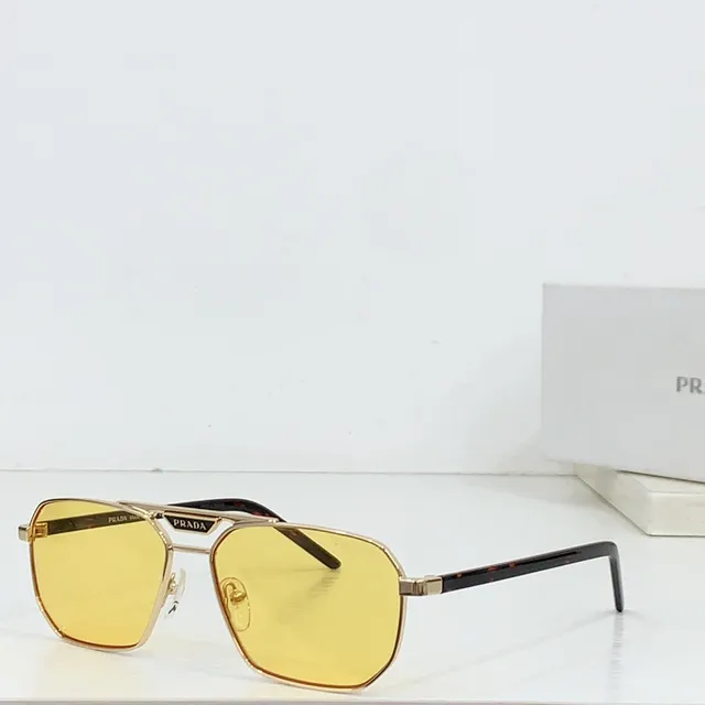 Prada Black Gold Rectangular Shield Silhouette Metal Front Sunglasses 6