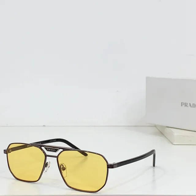 Prada Black Gold Rectangular Shield Silhouette Metal Front Sunglasses 9