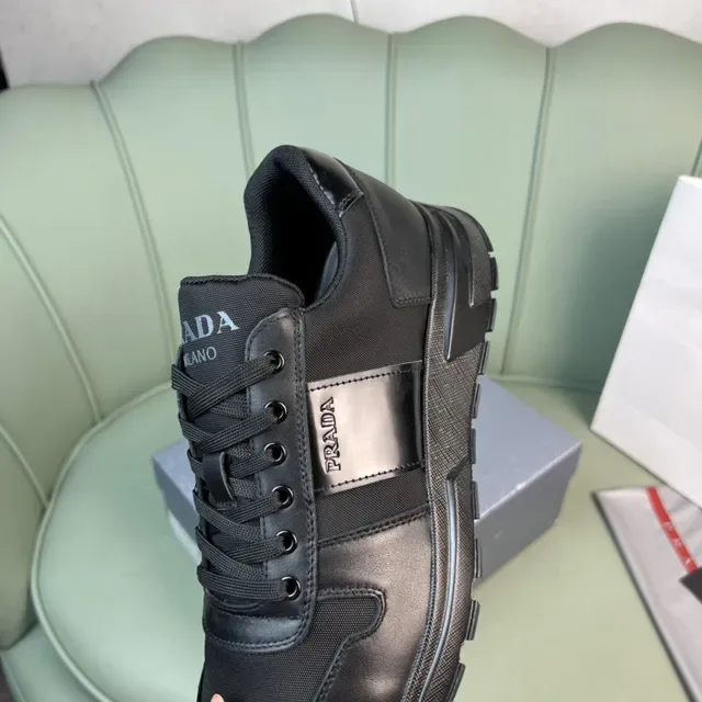 Prada Black Leather and Textile Lifestyle Sneakers 6