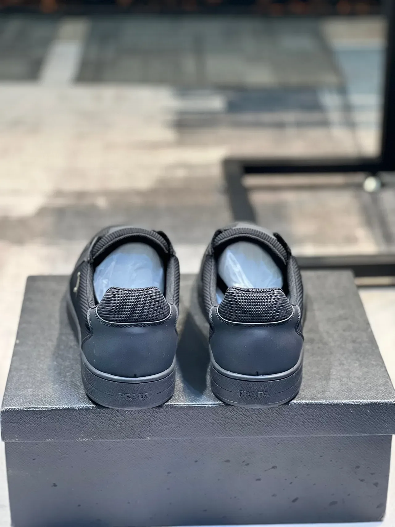 Prada Black Low-Top Mesh-and-Synthetic Upper Lifestyle Sneakers 3