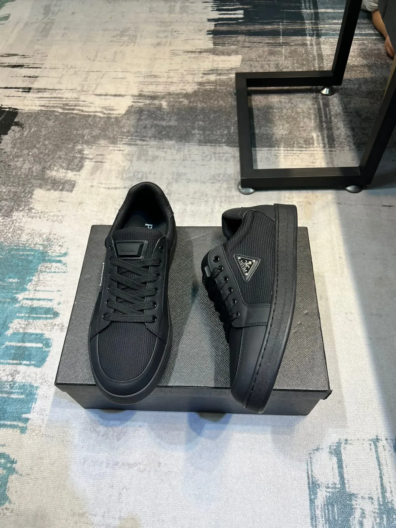 Prada Black Low-Top Mesh-and-Synthetic Upper Lifestyle Sneakers 4