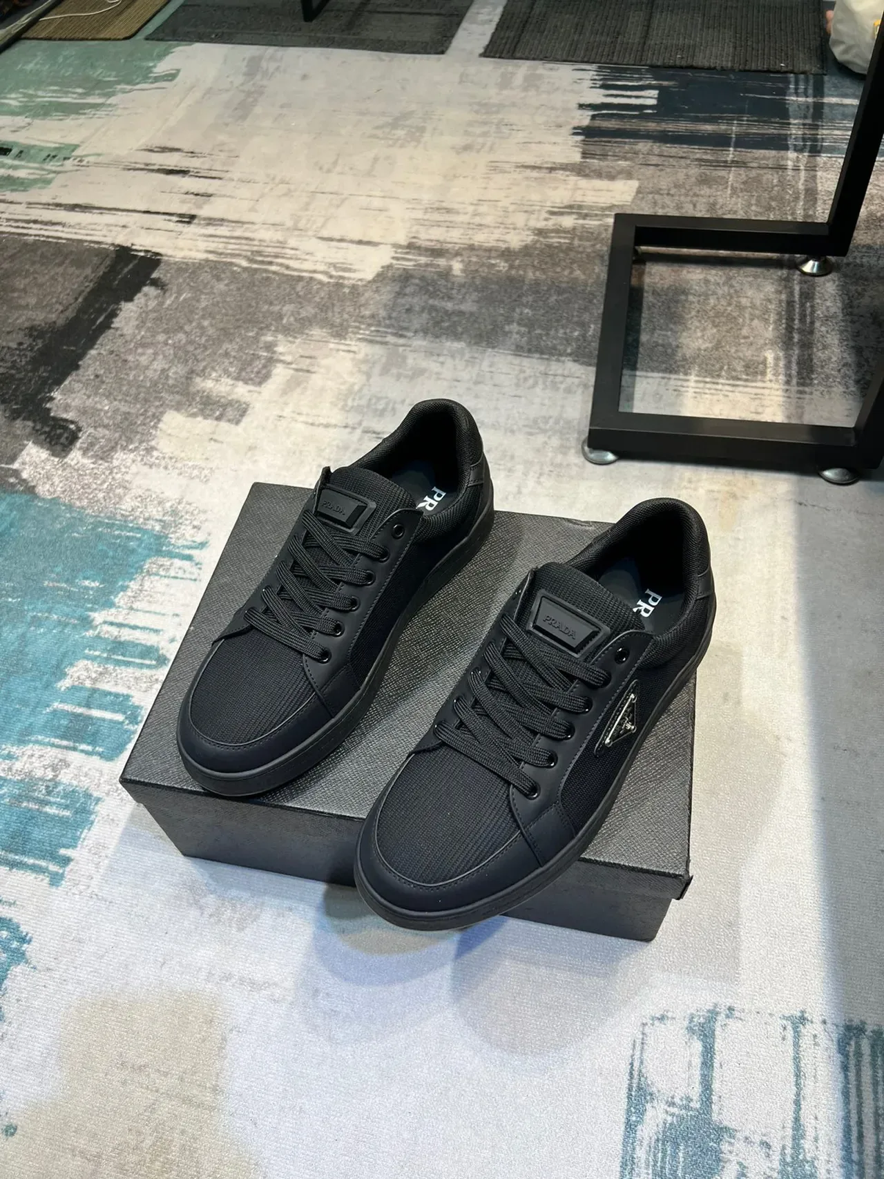 Prada Black Low-Top Mesh-and-Synthetic Upper Lifestyle Sneakers 5