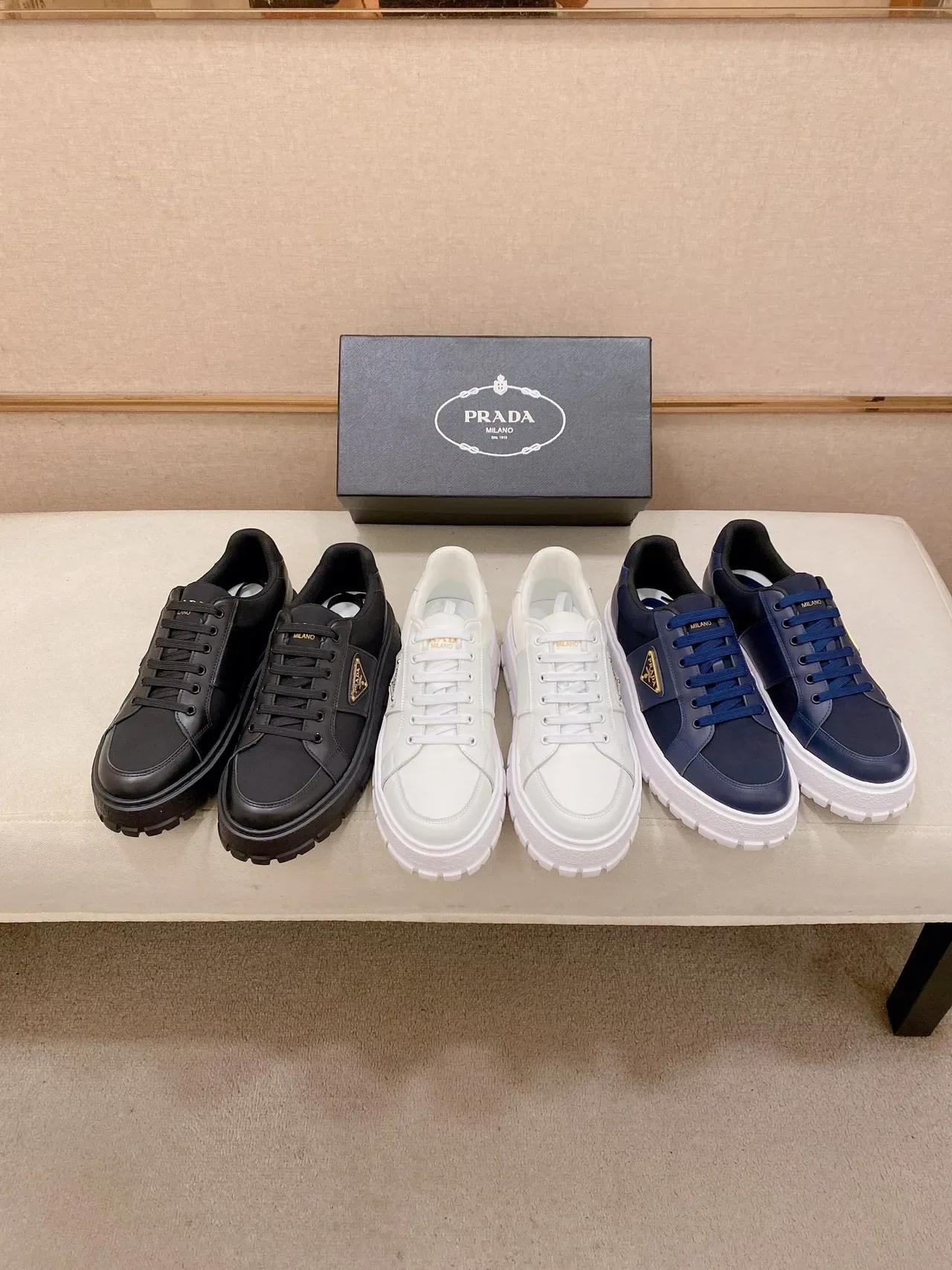 Prada Black Low-Top Platform Sole Lifestyle Sneakers 2