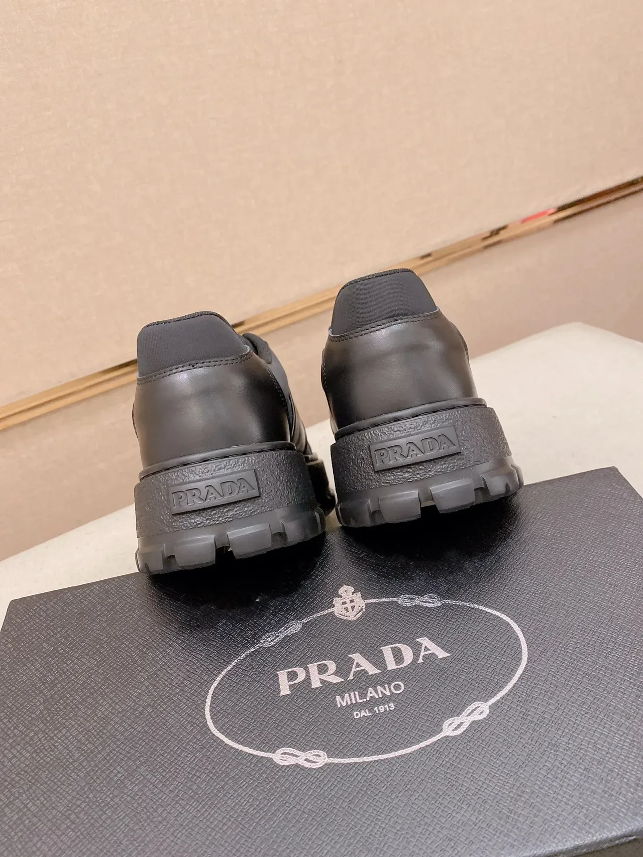 Prada Black Low-Top Platform Sole Lifestyle Sneakers 4