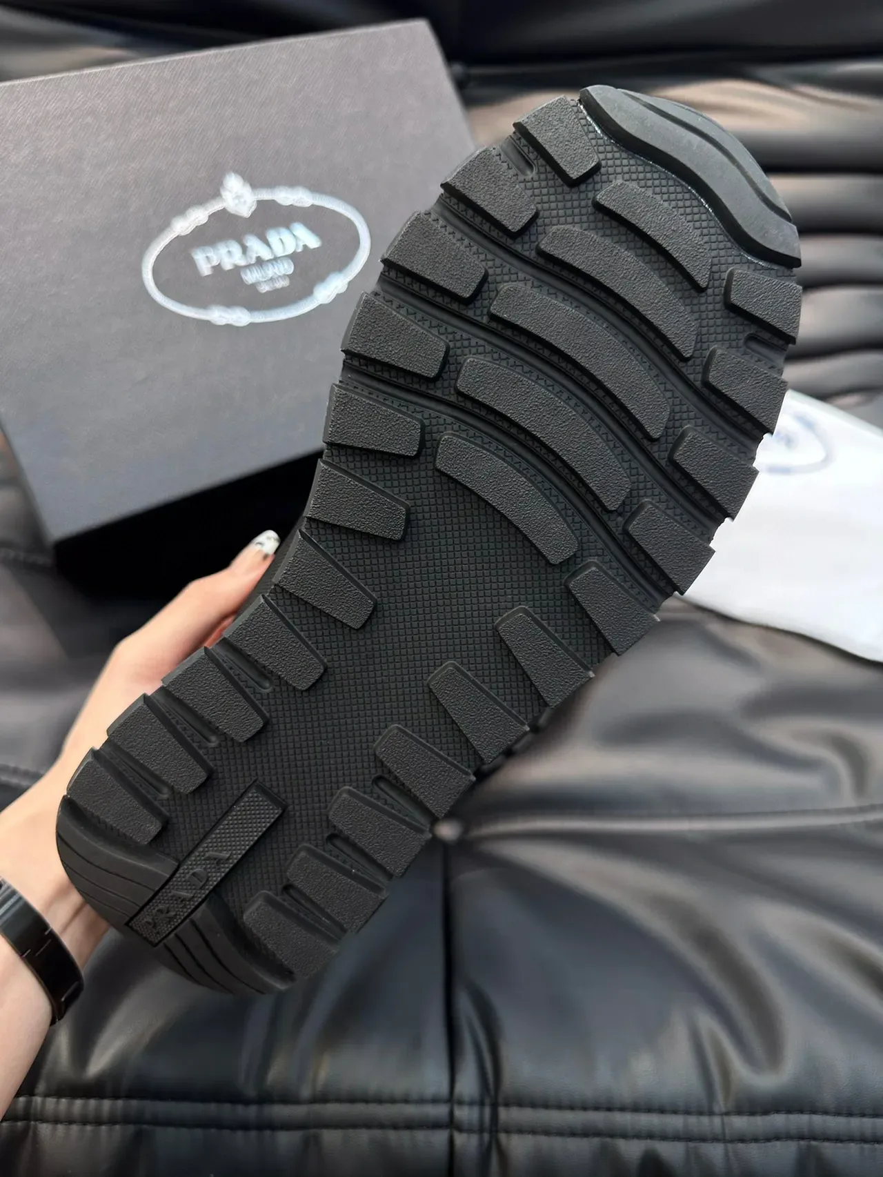 Prada Black Mesh and Synthetic Lifestyle Sneakers 2