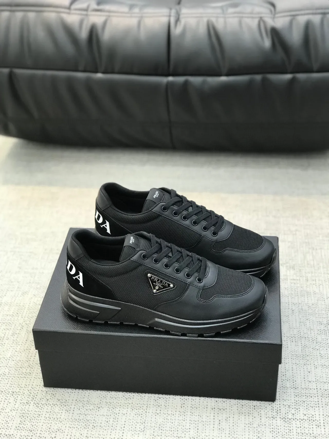 Prada Black Mesh and Synthetic Lifestyle Sneakers 3