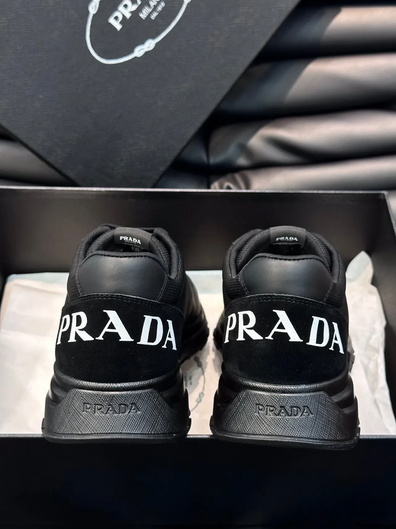 Prada Black Mesh and Synthetic Lifestyle Sneakers 6