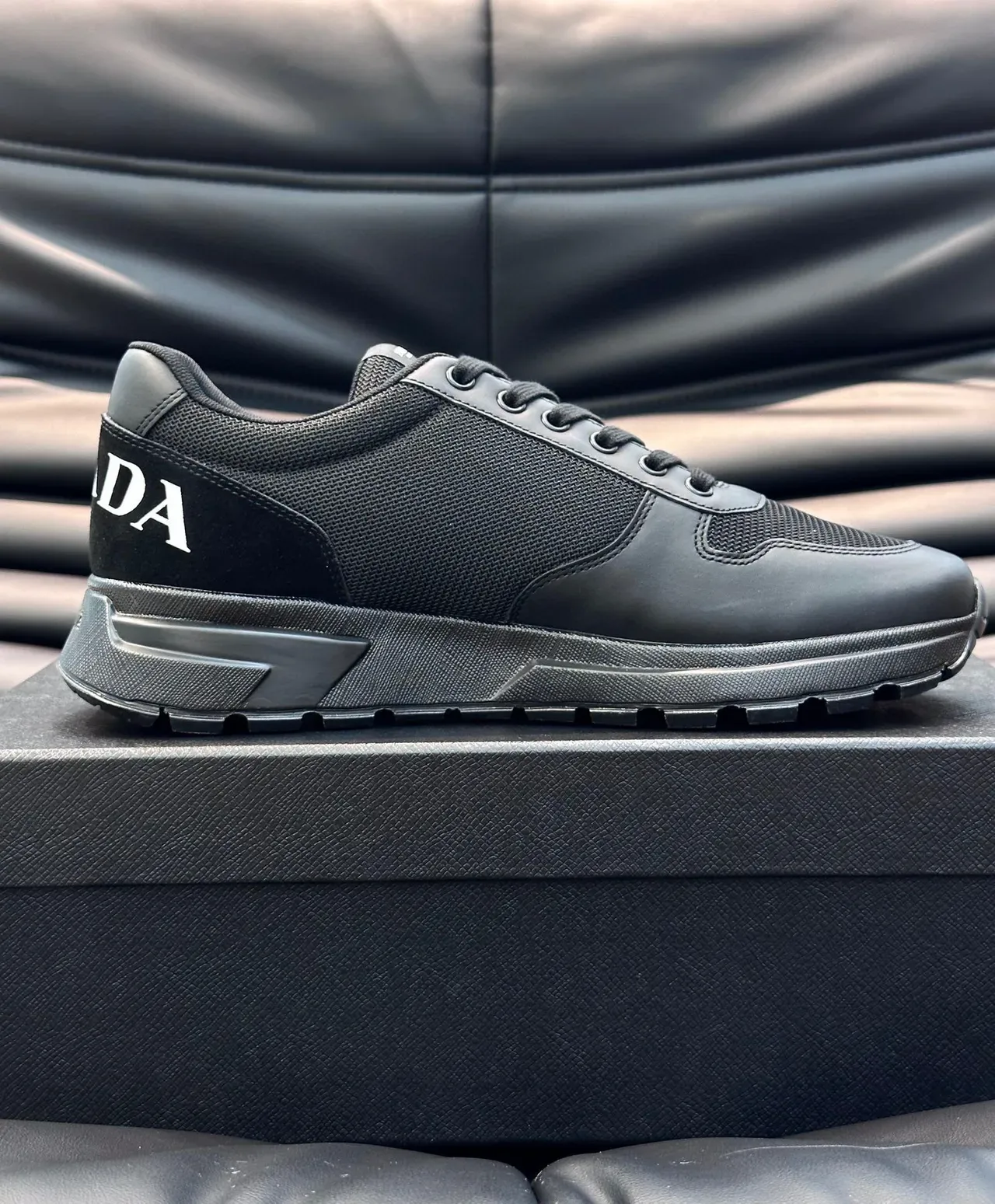 Prada Black Mesh and Synthetic Lifestyle Sneakers 7