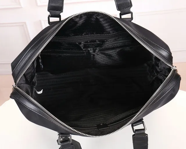 Prada Black Nylon Body Saffiano Leather Trim Boston Bag 3