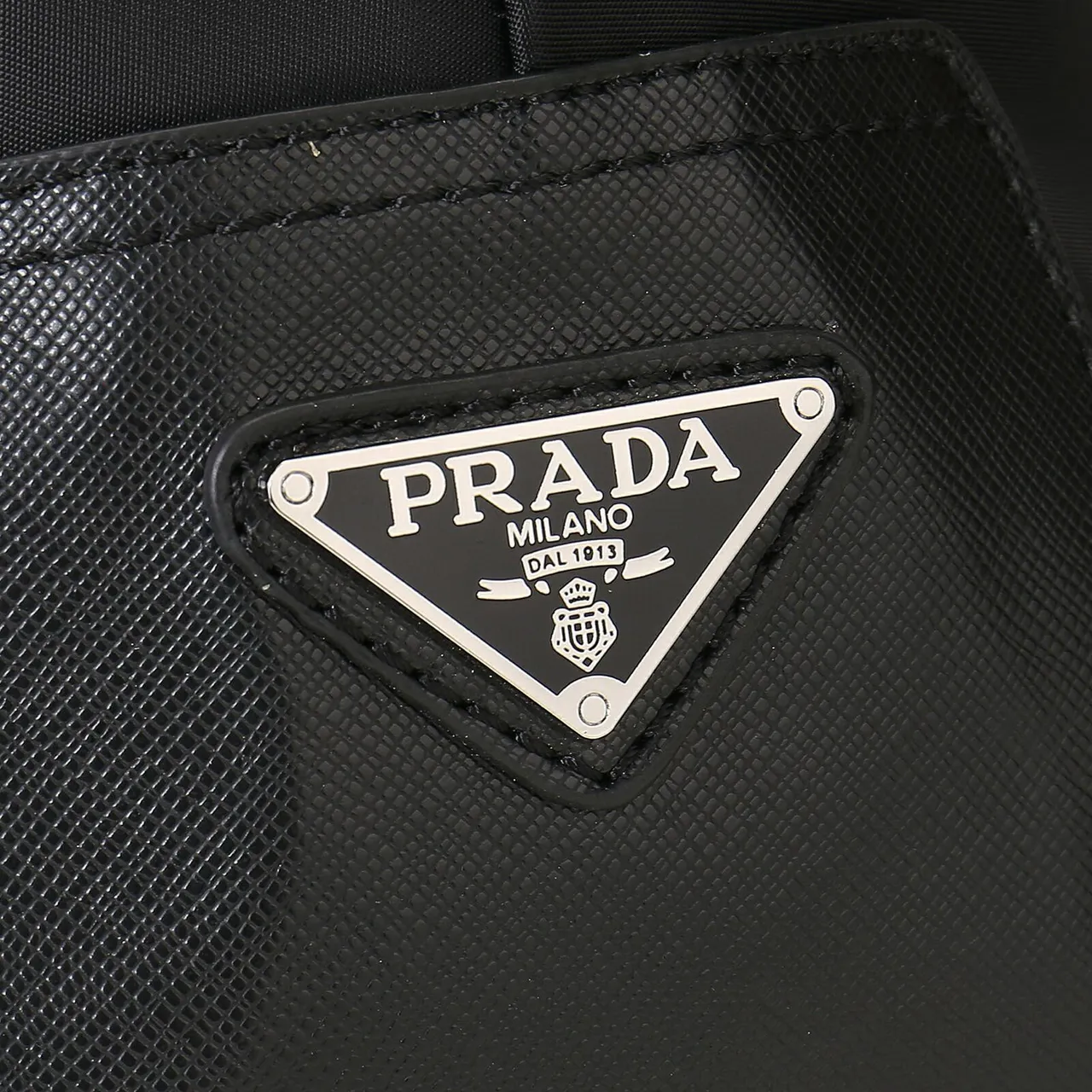 Prada Black Nylon Body Saffiano Leather Trim Boston Bag 5