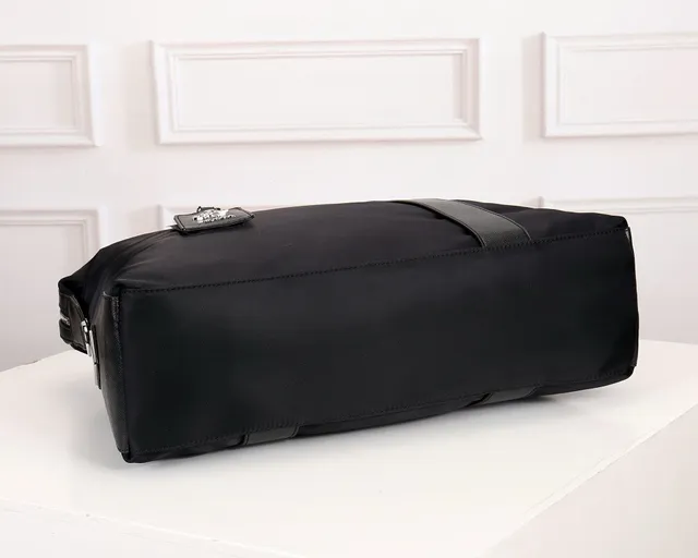 Prada Black Nylon Body Saffiano Leather Trim Boston Bag 6