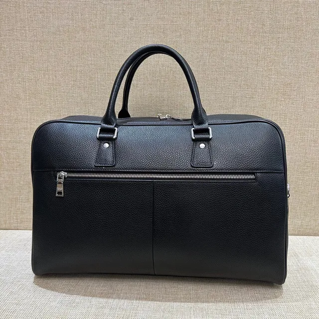 Prada Black Pebbled Leather Structured Silhouette Duffle Bag 5
