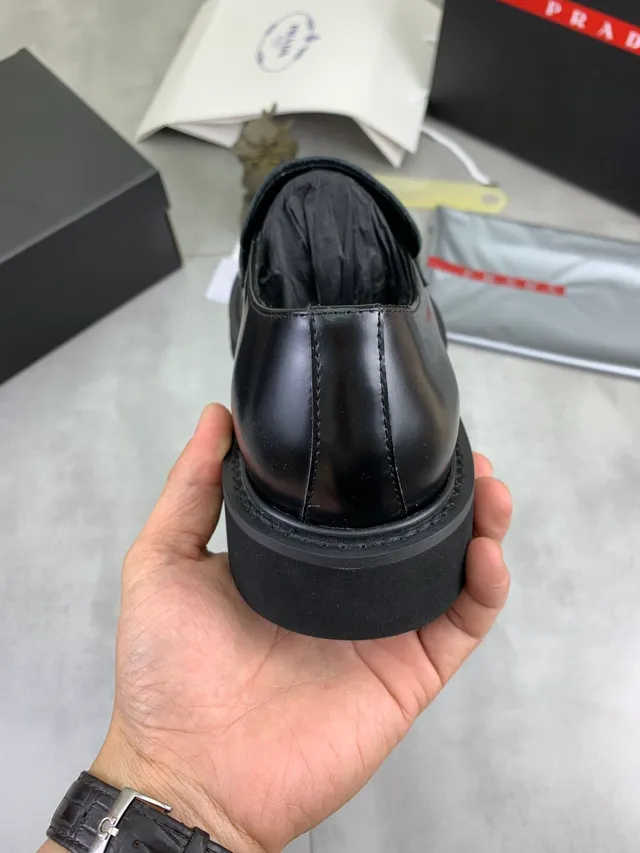 Prada Black Smooth Leather Chunky Lug Sole Loafer 3