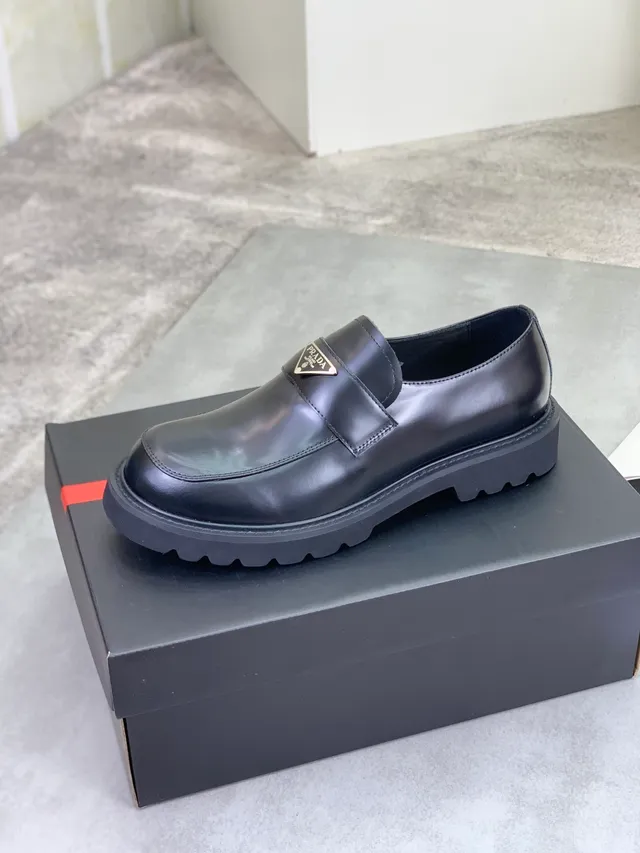 Prada Black Smooth Leather Chunky Lug Sole Loafer 4