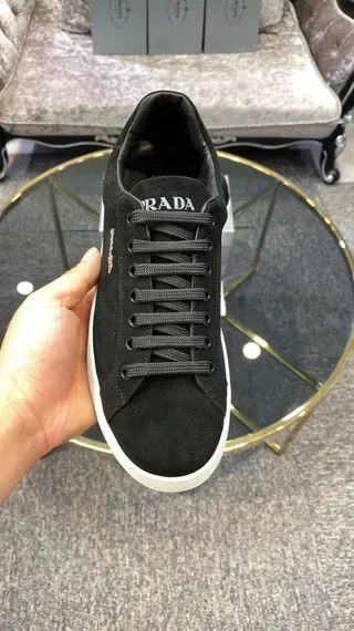 Prada Black Suede-Like Low-Top Lifestyle Sneakers 3