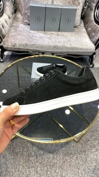 Prada Black Suede-Like Low-Top Lifestyle Sneakers 5