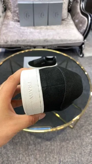 Prada Black Suede-Like Low-Top Lifestyle Sneakers 6