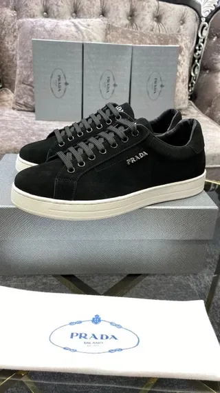 Prada Black Suede-Like Low-Top Lifestyle Sneakers 8