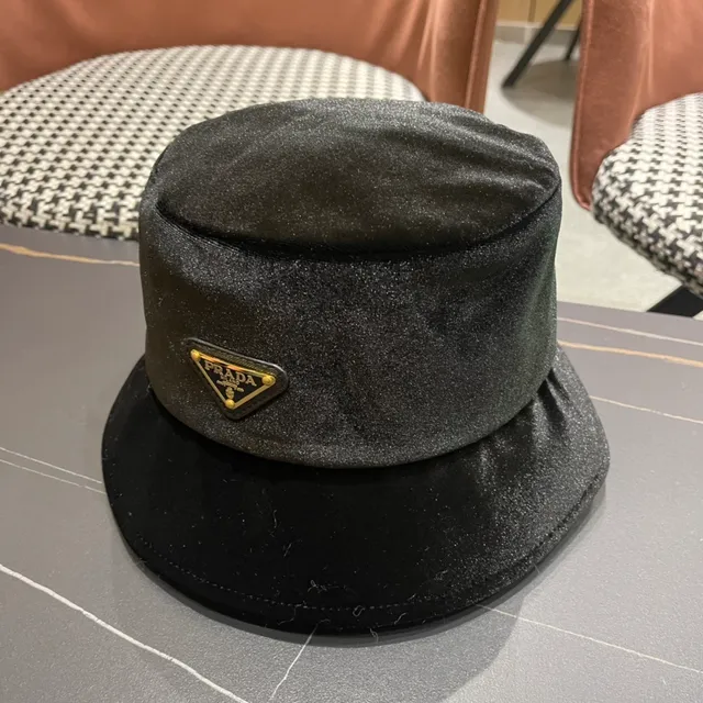 Prada Black Velvet Bucket Hat 3