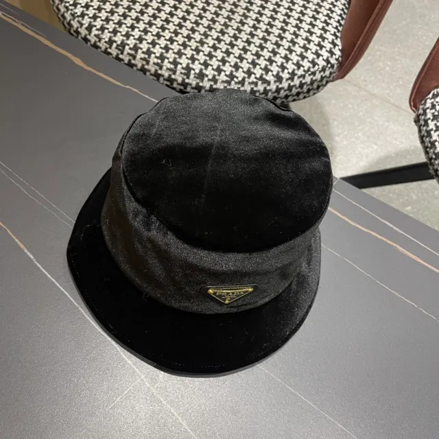Prada Black Velvet Bucket Hat 5