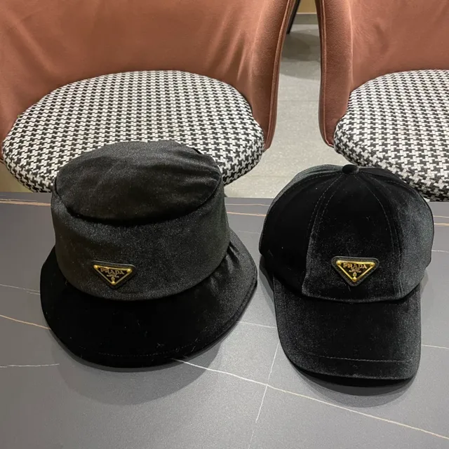 Prada Black Velvet Bucket Hat 6