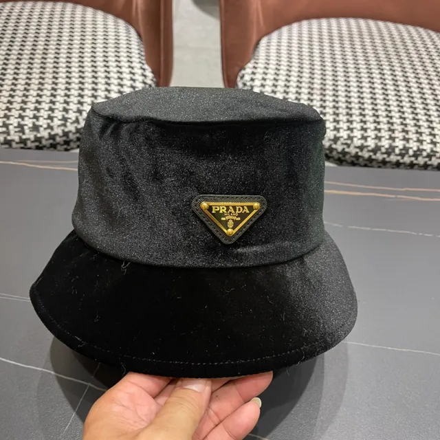 Prada Black Velvet Bucket Hat 8