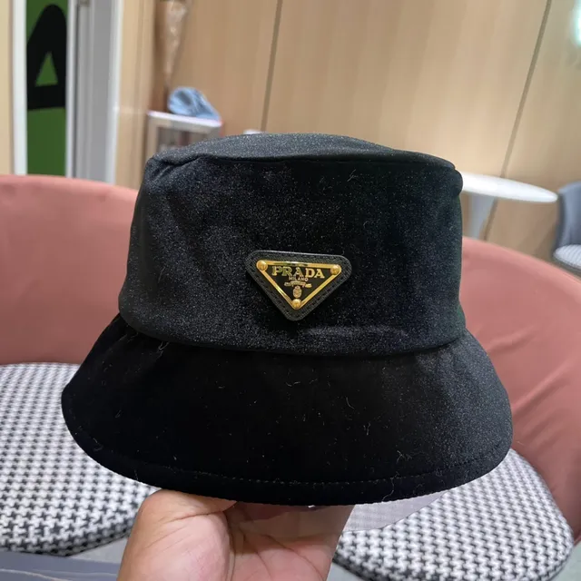 Prada Black Velvet Bucket Hat 9