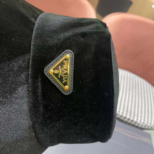 Prada Black Velvet Bucket Hat 10