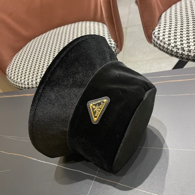 Prada Black Velvet Bucket Hat 11