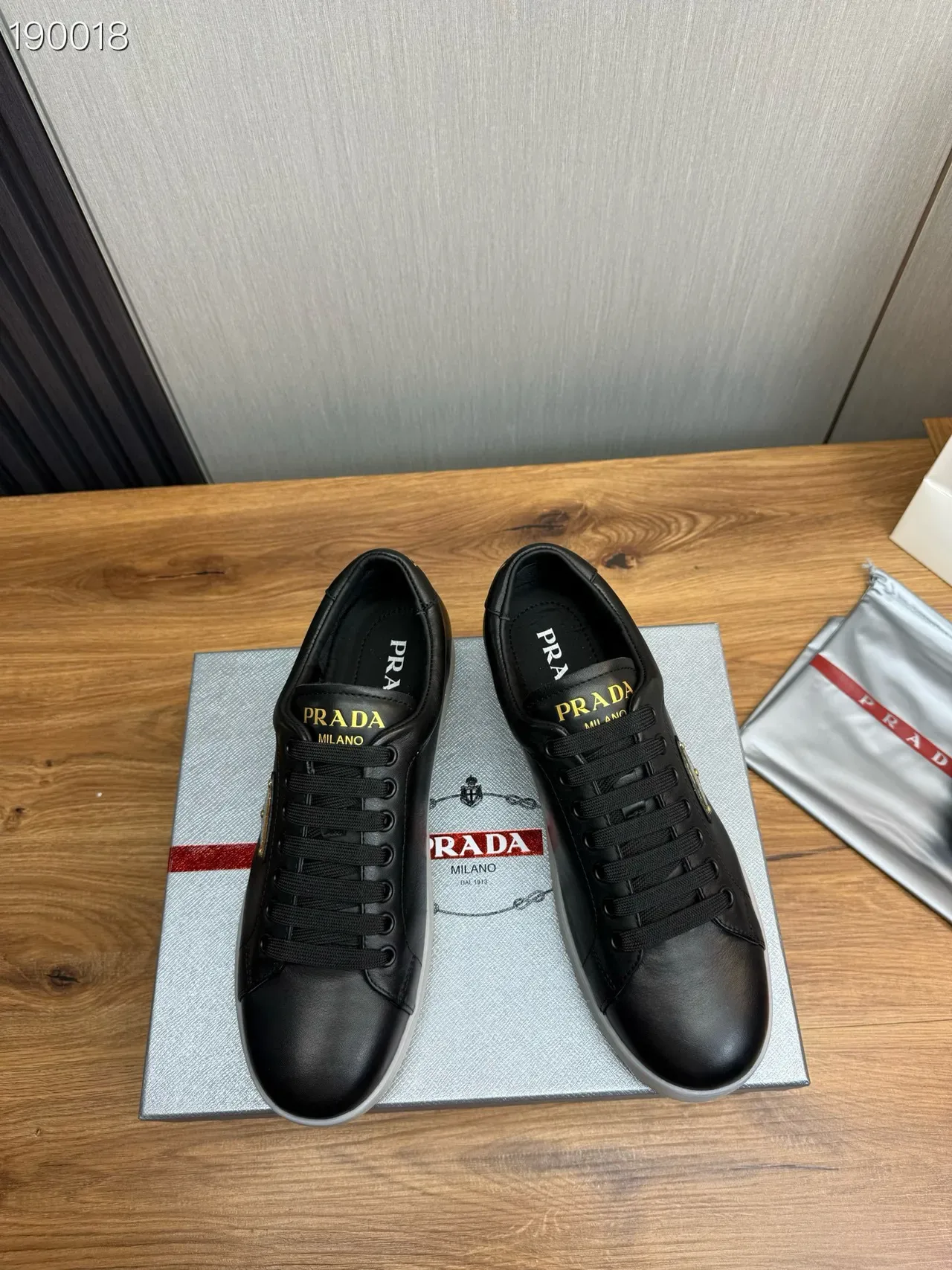Prada Black White Leather Upper Translucent Sole Lifestyle Sneakers 8