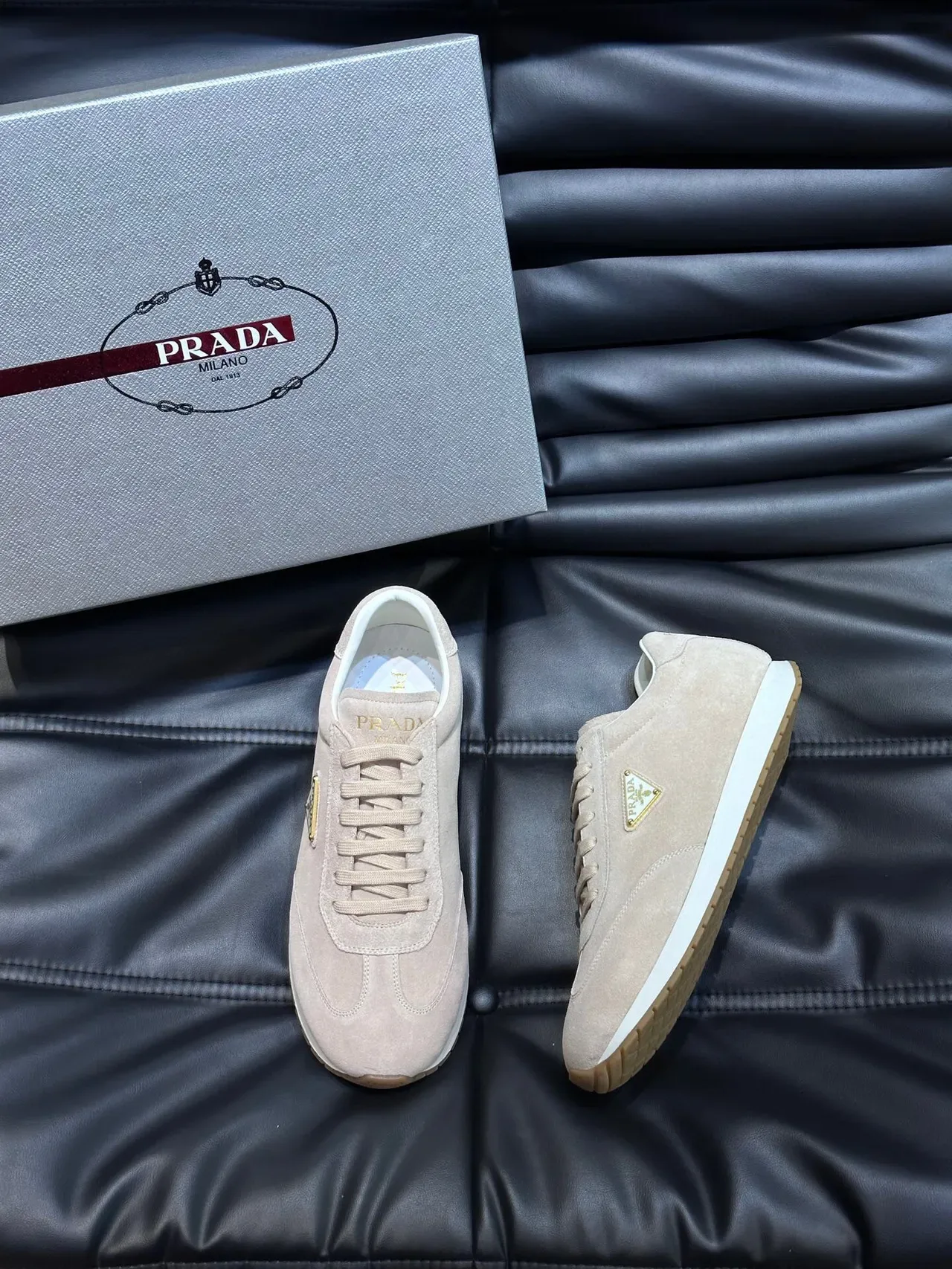 Prada Cloudbust Beige White Suede Upper Retro Runner Silhouette Lifestyle Sneakers 2