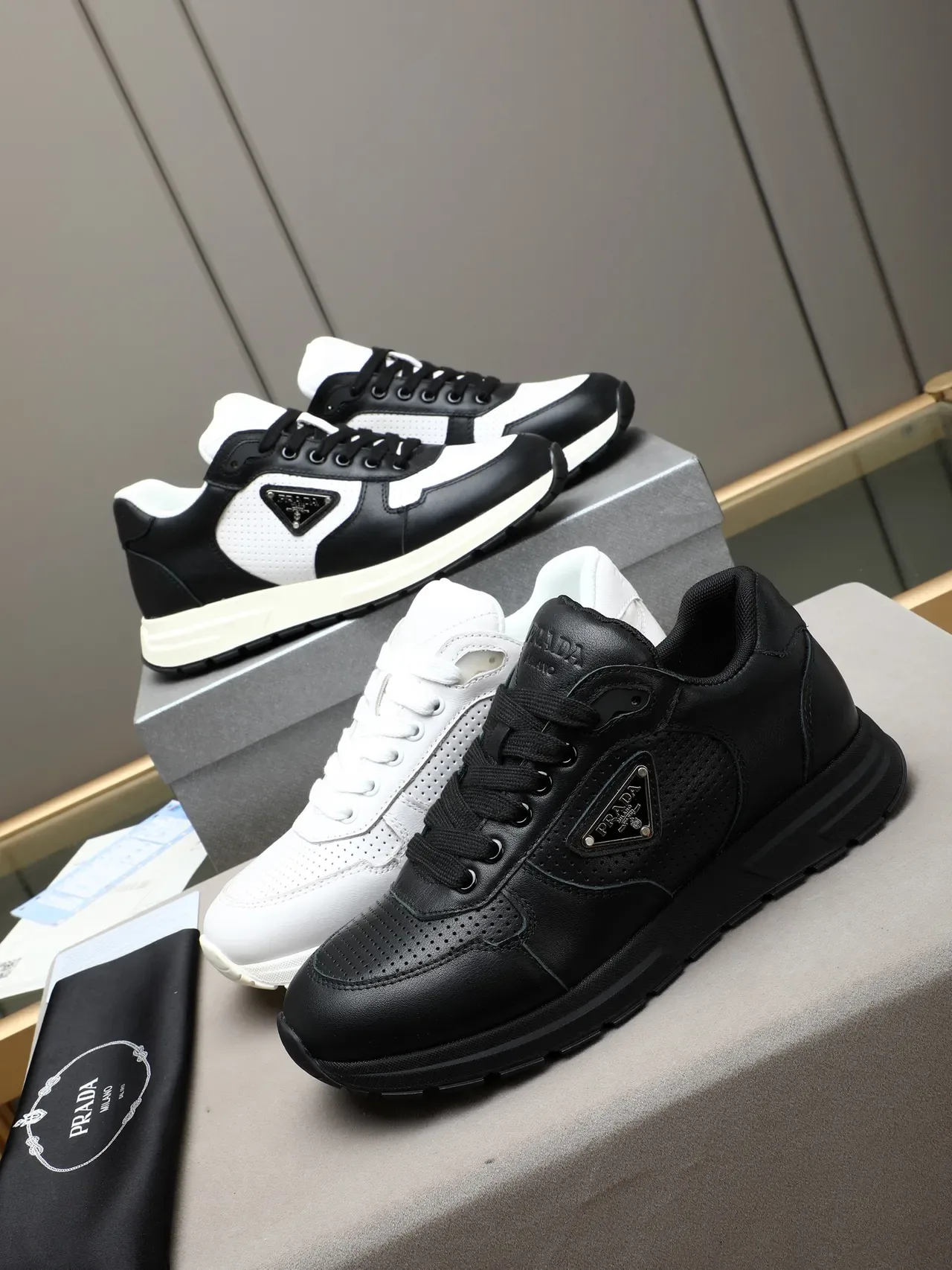 Prada Cloudbust Black and White Two-Tone Lifestyle Sneakers 2